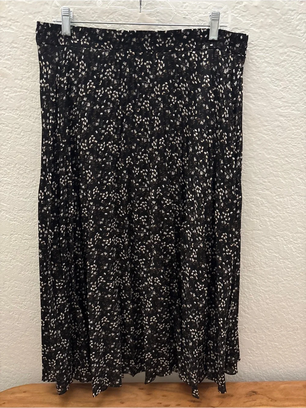 Max Studio Black Maxi Skirt with Cream Floral Print